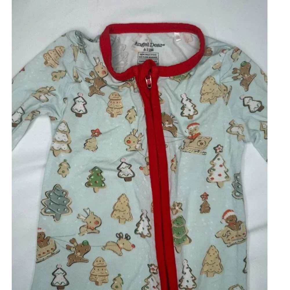 Angel Dear Baby 6-12M Bamboo Christmas Pajamas Cookies Holiday Zip Sleeper